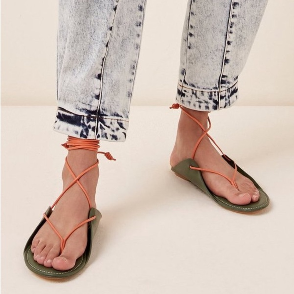 Ulla Johnson Lace Up Lambskin Saddle Sandal